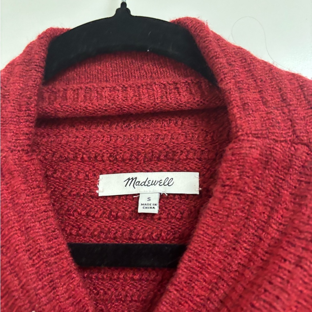 Madewell Red Belmont Cowl Neck Sweater with Chunky Knit - Picture 5 of 6